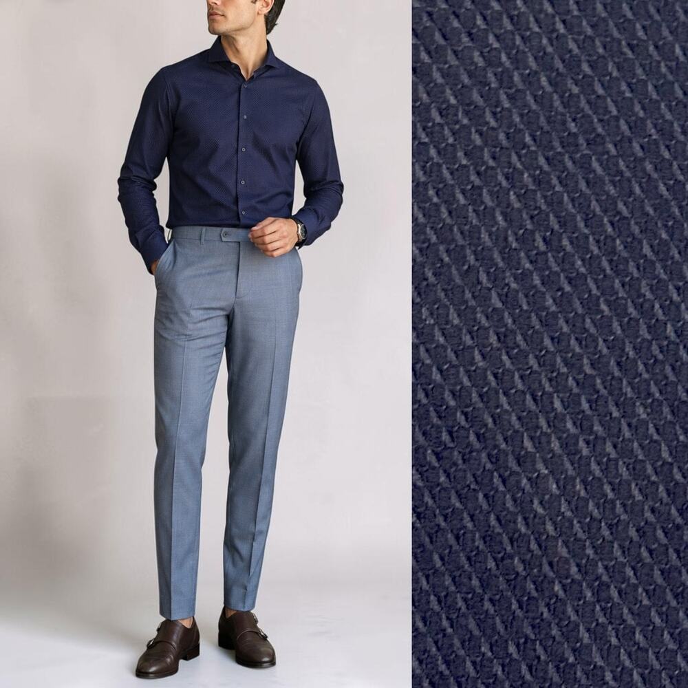 GIORGIO ARMANI Navy Blue Dress Shirt Classic Slim Cocktail Party Evening Work